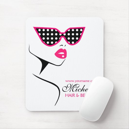 Chic Retro Zwart Roze Polka Dot Zonnebril Schoonhe Muismat (Met muis)