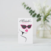 Chic Retro Zwart Roze Polka Dot Zonnebril Schoonhe Visitekaartje (Staand voorkant)