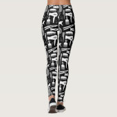 Chic Retro Zwart & Wit Haar Salon Gereedschap Patr Leggings (Achterkant)