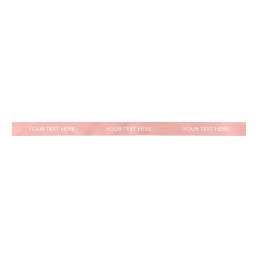 CHIC RIBBON_255 PEACH SOLID. WITTE TEKST SATIJNEN LINT (Voorkant)