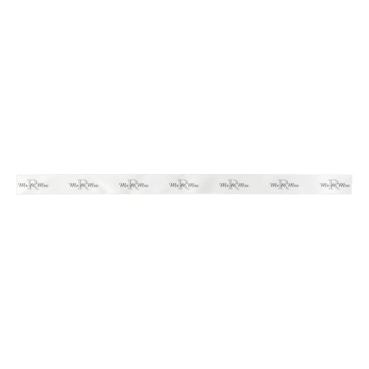 CHIC RIBBON_Mr & Mrs." TEKST OVER MONOGRAM. DIY Satijnen Lint (Voorkant)