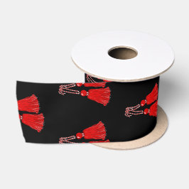 CHIC RIBBON_RED TASSELS-DIY COLOR SATIJNEN LINT