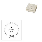 Chic Ribbon Round Elegant Business Name Thank You Rubberstempel (Gestempeld)