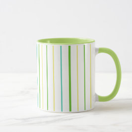 Chic Ringer Mok, Stripes, Groen, Turquoise, Geel Mok