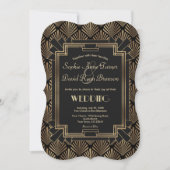 Chic Roaring 20's Great Gatsby Art Deco Wedding Kaart (Voorkant)