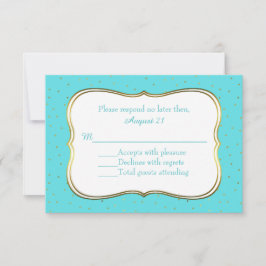 Chic Robins Egg Blue en Gold Wedding RSVP Kaarten Kaartje