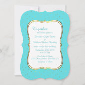 Chic Robins Ei Blauw en Goud bruiloft uitnodiging (Voorkant)