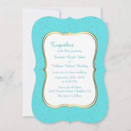 Chic Robins Ei Blauw en Goud bruiloft uitnodiging