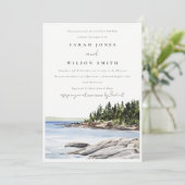 Chic Rocky Pine Mountain Seascape Couples Shower Kaart (Staand voorkant)