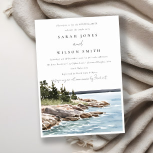 Chic Rocky Pine Mountain Seascape Morning After Kaart