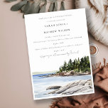 Chic Rocky Pine Mountain Seascape Rehearsal Dinner Kaart<br><div class="desc">Rocky Pine Mountain Waterverf Seascape Theme Collectie... het is een elegante waterverf Illustratie van Rocky Pine Tree Mountain Seascape, perfect voor je tropische bestemming bruiloft & feestjes. Het is zeer gemakkelijk om, met uw persoonlijke details aan te passen. Als u een ander bijpassend product of aanpassing nodig hebt, bericht dan...</div>