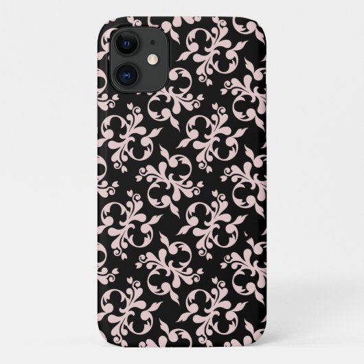 Chic Rococo Roze Zwart Ornament Patroon Hoes-Ma Case-Mate iPhone Case (Achterkant)