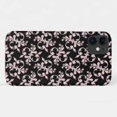 Chic Rococo Roze Zwart Ornament Patroon Hoes-Ma Case-Mate iPhone Case (Achterkant (horizontaal))
