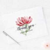 Chic rode bloem Dank u Ronde Sticker (Envelop)