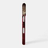Chic rode bloem goud druppels glitter monogram Hoe iPhone 16 Hoesje (Rechterkant)