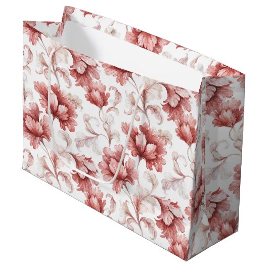 Chic Rode Bloemen Bruiloft Groot Cadeauzakje (Voorkant Gekanteld)