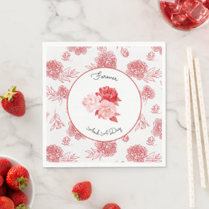 Chic Rode Bloemen Bruiloft Servet