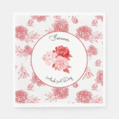 Chic Rode Bloemen Bruiloft Servet (Voorkant)
