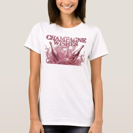 Chic Rode CHAMPAGNE WENSEN Statement T-shirt (Voorkant)