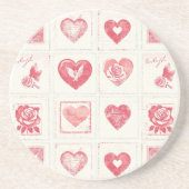 Chic Rode Crème Valentijn Liefde Zandsteen Onderzetter (Voorkant)