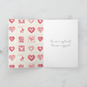 Chic Rode Crème Valentijnsdag Liefde Kaart (Binnen)