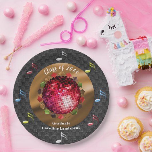 Chic Rode Disco Bal Afstudeerfeest Papieren Bordje (Feest)