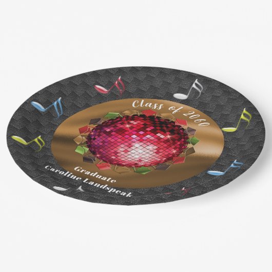 Chic Rode Disco Bal Afstudeerfeest Papieren Bordje (Gekanteld)