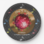 Chic Rode Disco Bal Afstudeerfeest Papieren Bordje (Voorkant)