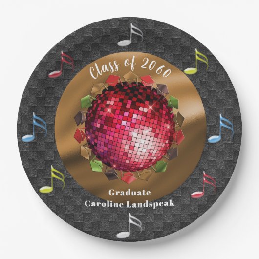 Chic Rode Disco Bal Afstudeerfeest Papieren Bordje (Voorkant)