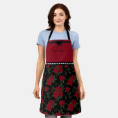 Chic Rode en Zwarte Rozen Tuin Schort Mode Schort (Gedragen)