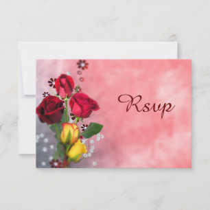 Chic Rode & Gele Rozen RSVP Kaartje