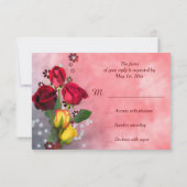 Chic Rode & Gele Rozen RSVP Kaartje (Achterkant)