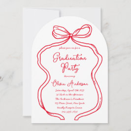 Chic Rode Hand Getrokken Boog & Script Afstudeerfe Kaart