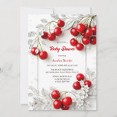 Chic rode kersen thema meisje Baby shower Kaart (Voorkant)