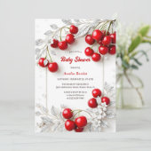 Chic rode kersen thema meisje Baby shower Kaart (Staand voorkant)