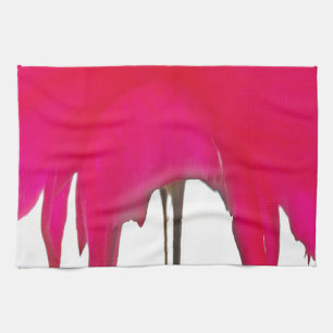 Chic Rode Magenta Abstracte Roos: Druipende verf K Theedoek