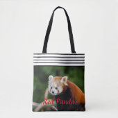 Chic rode panda gestreept tote bag (Voorkant)