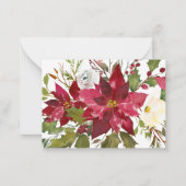 Chic Rode Poinsettia Hulst Bloemige Kerst Feestdag Notitiekaartje (Achterkant)