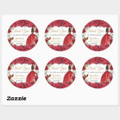 Chic Rode Rozen Bloem Vlinders Prinses Favor Ronde Sticker (Vel)