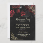 Chic Rode Rozen Gouden Bloem Frame Pensioen Kaart (Voorkant)
