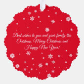 Chic Rode Script 3 Foto Collage Prettig Kerstfeest Ornament Kaart (Achterkant)