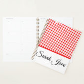 Chic Rode Stippen Elegante Schrift Aangepaste Naam Planner (Display)