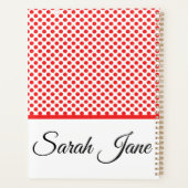 Chic Rode Stippen Elegante Schrift Aangepaste Naam Planner (Achterkant)