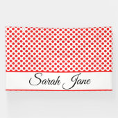 Chic Rode Stippen Elegante Script Naam op Maat Spandoek (Horizontaal)