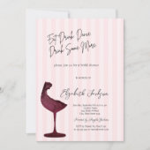 Chic rode wijn glas roze gestreept kaart (Voorkant)