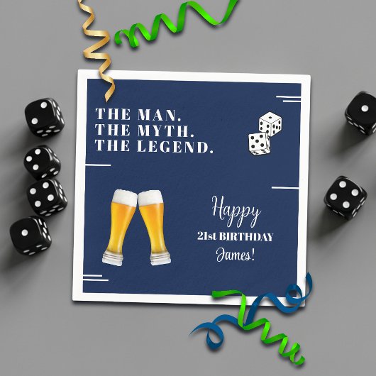 Chic Rolling Dices Pints 21st Birthday Servet