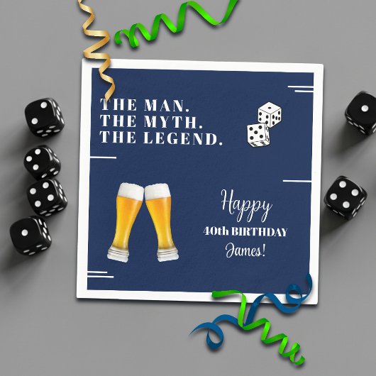 Chic Rolling Dices Pints 40th Birthday Servet