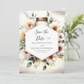Chic Romance Mason Jar Wedding Save The Date (Staand voorkant)