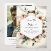 Chic Romance Mason Jar Wedding Save The Date (Voorkant / Achterkant)