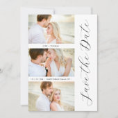Chic Romantic 3 Foto's Wedding Trendy Calligraphy Save The Date (Voorkant)